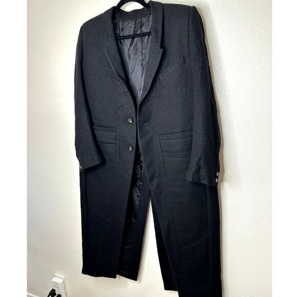 Rick Owens Legaspi Black Long Sleeve 2 Button Long Line High Back Slit Coat 12 - Picture 2 of 13